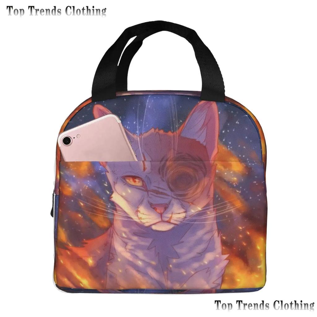 Warriors Cats Isolerad Lunchväska för Kvinnor Vattentät Termisk Kylväska Lunch Tote för Kontorsarbete Skola Termiska Väskor