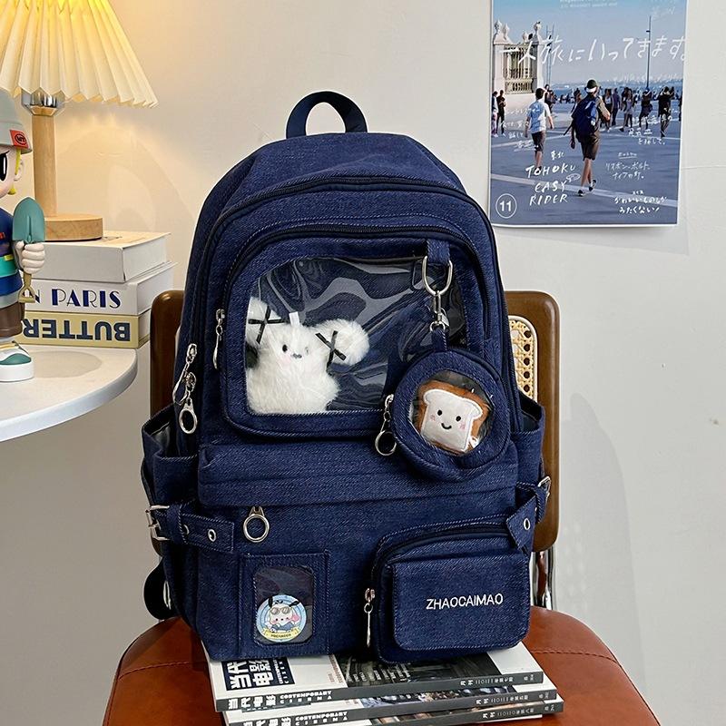 New Cute Transparent Pain Bag Girl's Heart Is High  High School Students' Schoolbags and Large Capacity Backpacks.