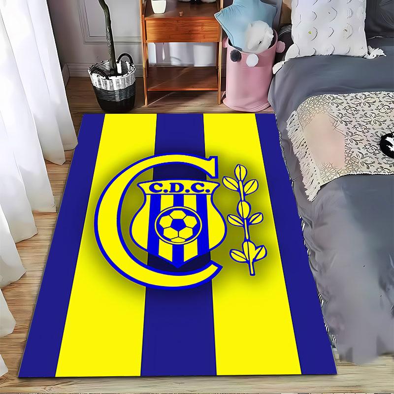 Yellow & Blue Striped C.D.C. Logo suitable as a non-slip mat for the living room or bedroom sofa