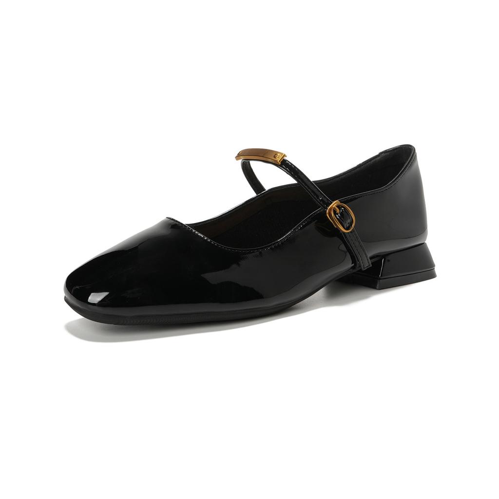 Retro Single Shoes Women's Summer Thick Heel with Shallow Mouth Mary Jane Shoes
