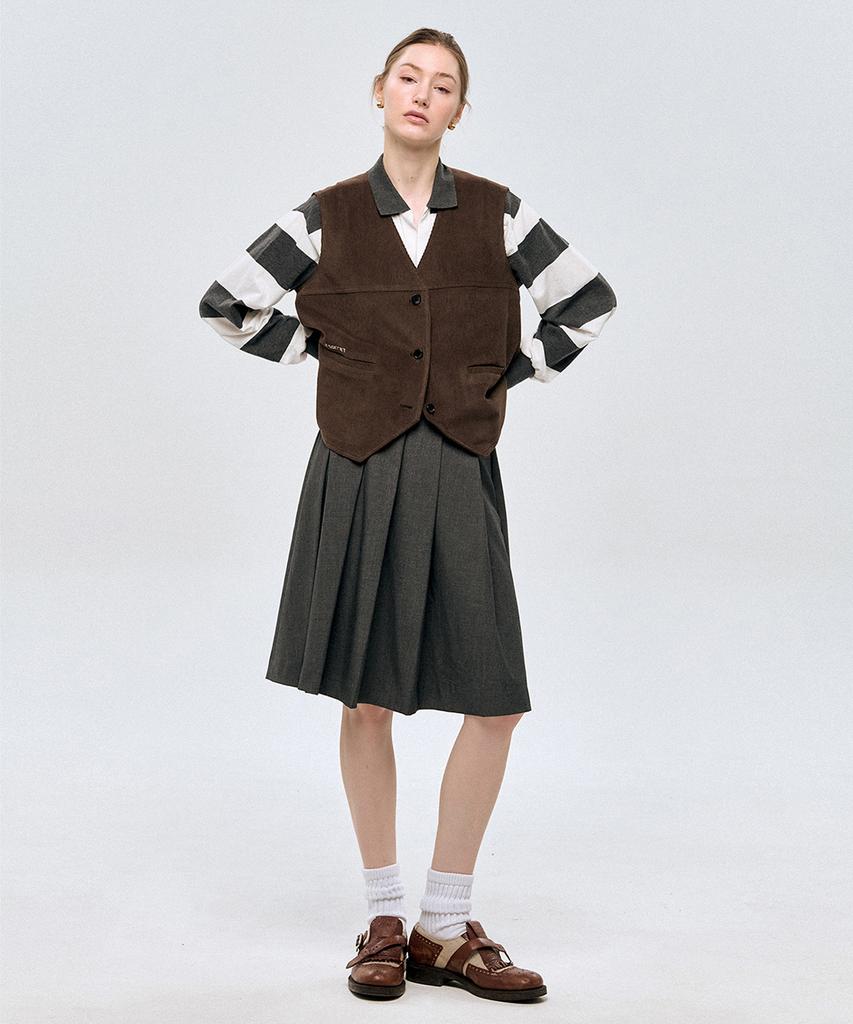 Le Sonnet Classic Pleated Wool Skirt Grey