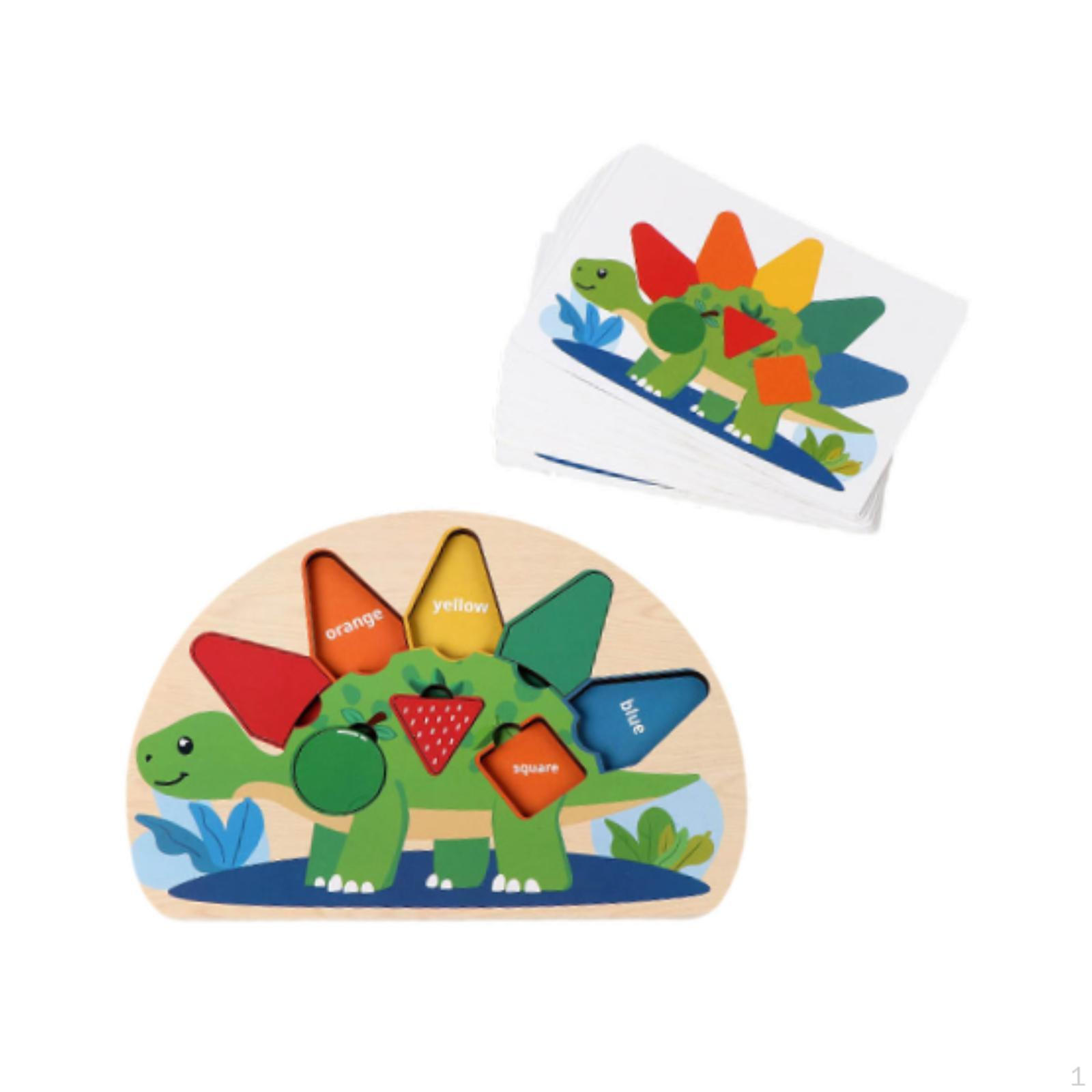 

Toy Dinosaur Wooden Puzzles Unique Color and Shape Matching Early Learning Geometric