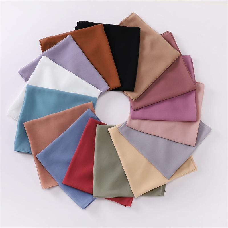 Muslimischer Chiffon Hijab Schal Einfarbiges Quadratisches Kopftuch für Frauen Hijabs Schals Jersey Hijabs Islamischer Turban Stirnband Schal