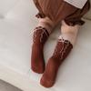 Seamless Toe Ruffle Bow Socks Cotton Material Baby Girls Socks Cotton Mid Calf Socks  Spring Season