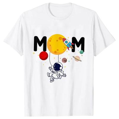 Astronaut Birthday T-shirts Family Astronaut Clothing Rocket Tshirts Short Sleeve Birthday Space Womens  T-shirts Clothing