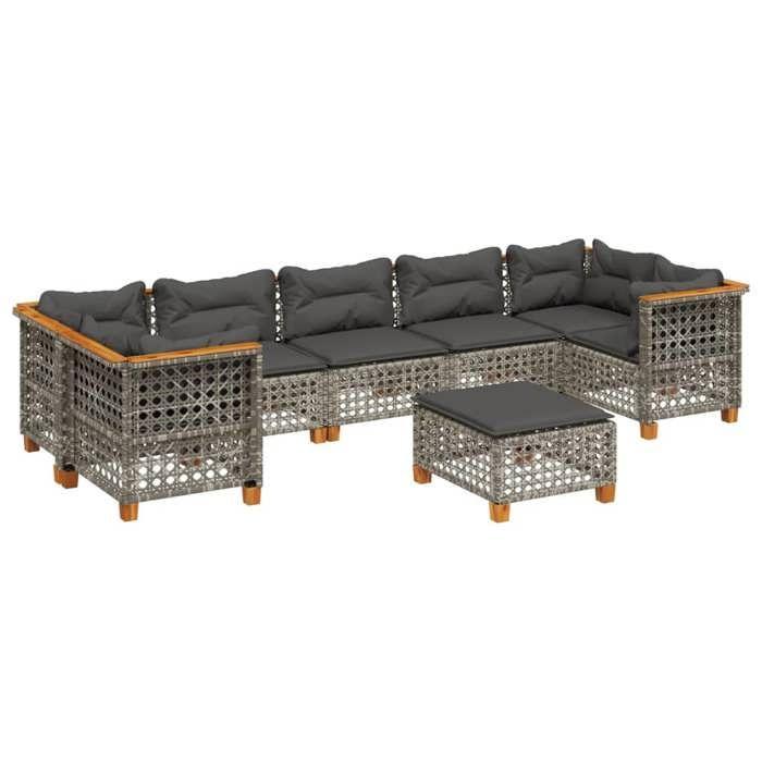 VidaXL Salon de jardin 8 pcs avec coussins gris résine tressée 3261765