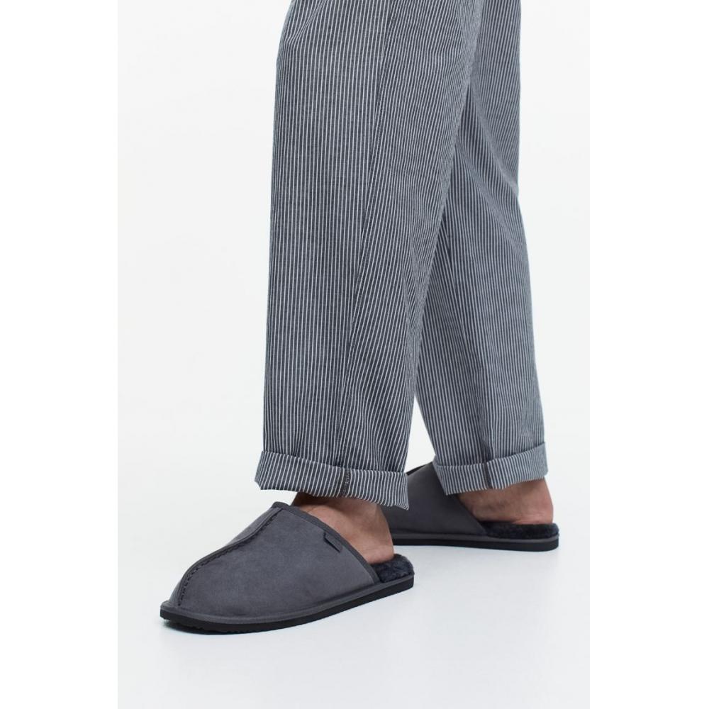 

H M Teddy Lined Slippers Dark Grey