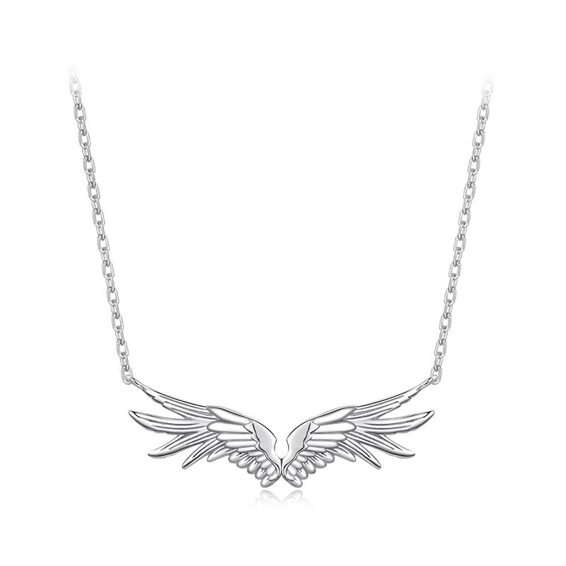 WOSTU Engelsflügel Halskette für Damen 925 Silber Feder Anhänger Kette Minimalistischer Geflügelter Schmuck Geschenk für Sie Valentinstagsgeschenk