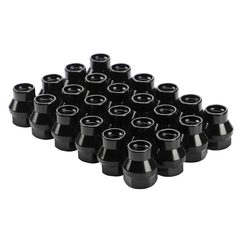 12x1.5 Extended (ET) Lug Nuts,24PCS M12x1.5 Black/Silver Open Ended Lug Nuts for Tacoma 4runner FJ Cruiser Aftermarket Wheels