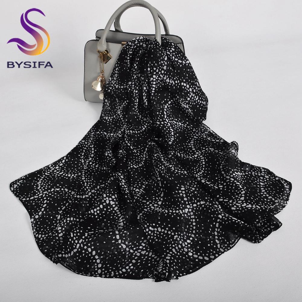 [BYSIFA] Purple 100% Mulberry Silk Scarf Wrap Fall Winter Magnolia Design Long Scarves Shawls Women Spring Summer Beach Shawl