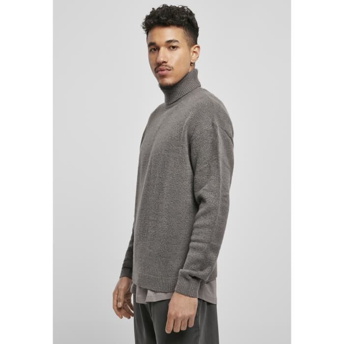 Plus Size Urban Classics Oversized Roll Neck Jumper - Dark Grey