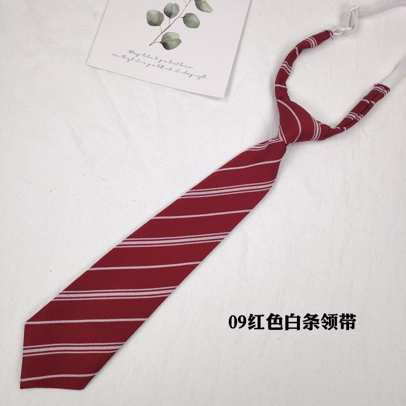 Blaue karierte Krawatte, leicht zu ziehende Lazy Tie, Krawatte, gestreifte Schuluniform, Schüler-Krawatten-Set.