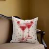 Heart Martini Duo Square Jacquard Pillow Cover for Sofa Office Waist Cushion Cover Home Decorative Pillowcase