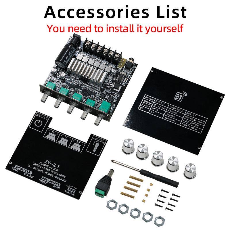 2.1 Channel Bluetooth Digital Amplifier Board with High/Low Tone, Super Bass, and High Power for Subwoofers and Car Audio Systems.