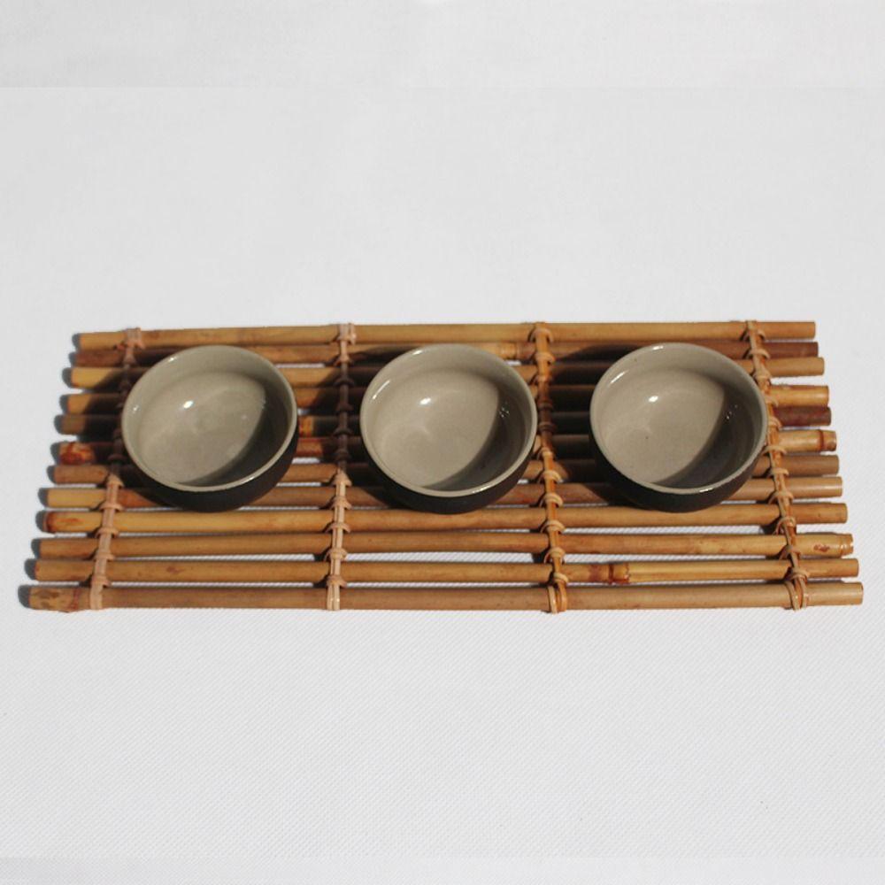 Bamboo Bamboo Raft Coaster Sqaure Rectangle Heat Insulation Pad Multi-purpose Tea Mat  Tea