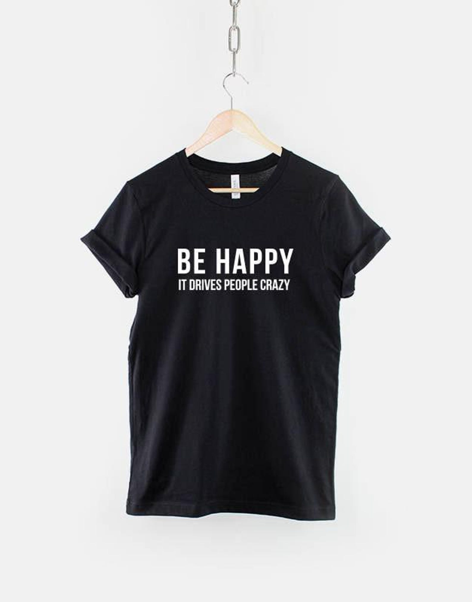 Happy Slogan T-Shirt: Cheerful Typography - Positive Vibes, Soft Cotton, Unisex XS-6XL 2XL