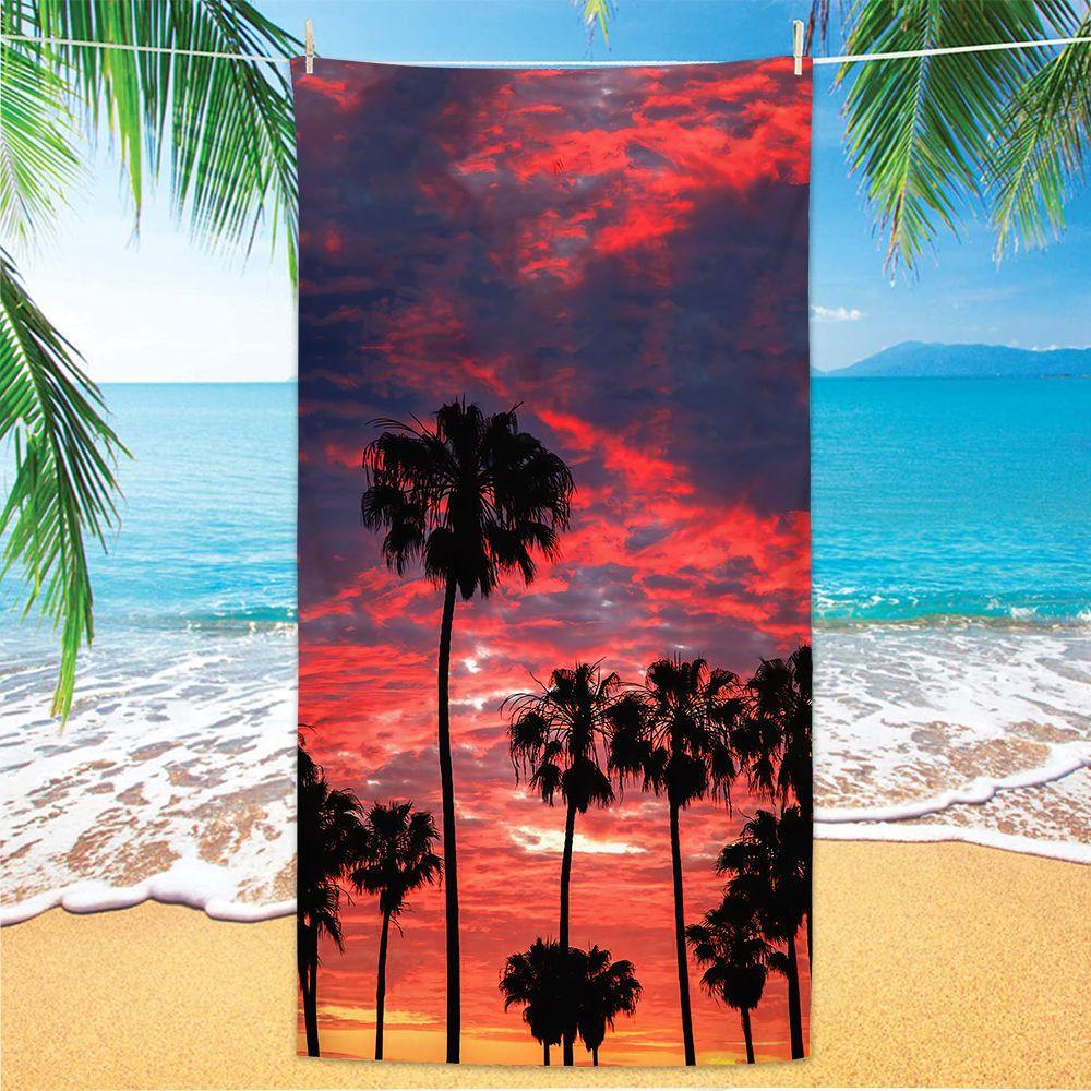 Coconut Palm Trees Beach Towel Microfiber Tropical Beach Beach Towels for Travel Quick Dry Super Absorbent Sand Proof Bath Towel