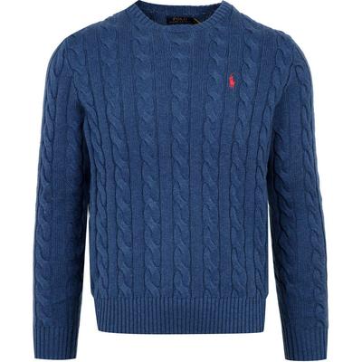 Polo Small Pony Logo Embroidered Crew Neck Long Sleeve Knit Sweater Men Sweater Blue MNPOSWE16820224-410