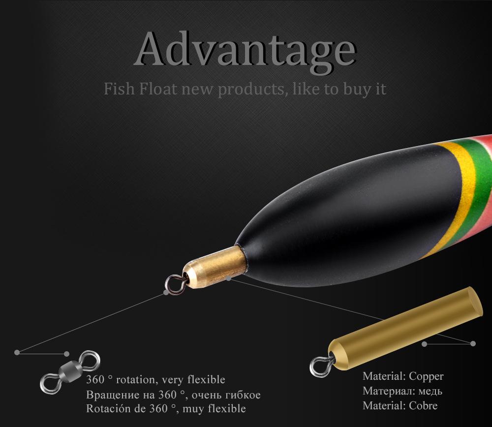 3Pcs/Lot Balsa Wood Fishing Floats with Copper Weight, High Visibility Thick Tip Bobbers for Rock Fishing, Freshwater & Saltwater