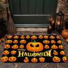 1pc Halloween Themed All-Over Print Pumpkin Joyful Face Entrance Doormat, Classic Halloween Pumpkin Thickened Flannel Doormat - 1.02 Cm Sponge Thickne
