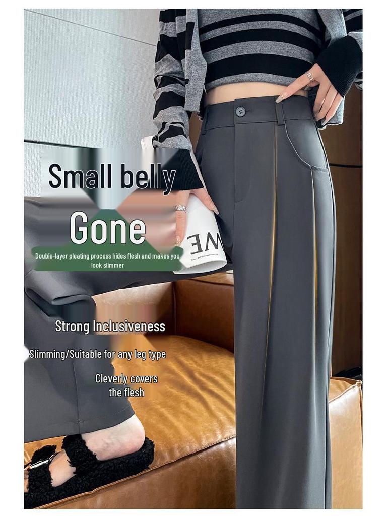 Women's 2026 Korean-Style High-Waisted Wide-Leg Professional Slimming Pants