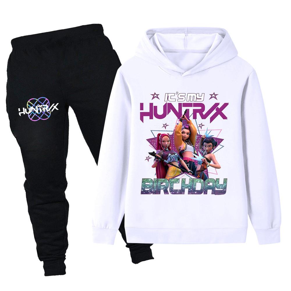 PB1240 Kinder Jungen Mädchen Kpop Mira Zoey Rumi Druck Langarm Kapuzenpullover Hose Hosen Kleidersets