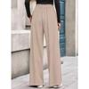 Women Casual Solid Straight Wide Leg High Waist Long Pants