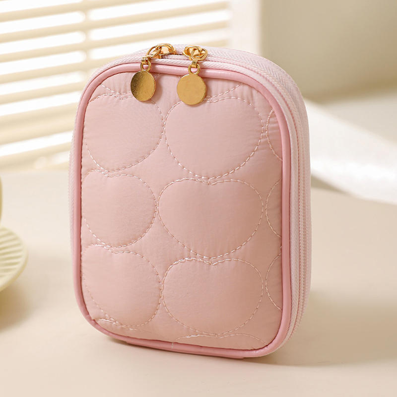 

Portable Makeup Pouches For Lipstick Cosmetics Storage Bag Mini Capacity Multifunctional Organizer Short Travel Toiletry Bag onesize світло-рожевий колір