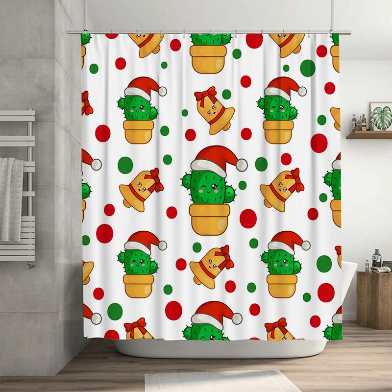 

Tu Cute Cactus Shower Curtain Desert Botanical Print Waterproof Bathroom Decor Farmhouse Style Home Textile Holiday Gift W60H190(CM)-1 Pcs