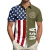 Camisa de manga corta casual deportiva para hombre con estampado del Día de la Independencia y cuello