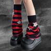 Harajuku Women Autumn Leg Warmers Socks Japanese Gothic Striped Sequins Stars Knitted Long Socks Punk Baggy Foot Covers