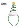 Cute Spiral Tree Pom Adjustable with Bells Christmas Headband Hair Hoop Star Pom Holiday Accessories