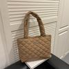 Autumn Bow Quilted Design Women Shoulder Bags Large Capacity Solid Color Ladies Tote Bag College Style Simple Girls Handbags