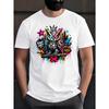European Size Graphic Streetwear Men'S T-Shirt Soft Breathable Solid Tee for Daily Wear Owl King Urban Graffiti Design Night Shirt
