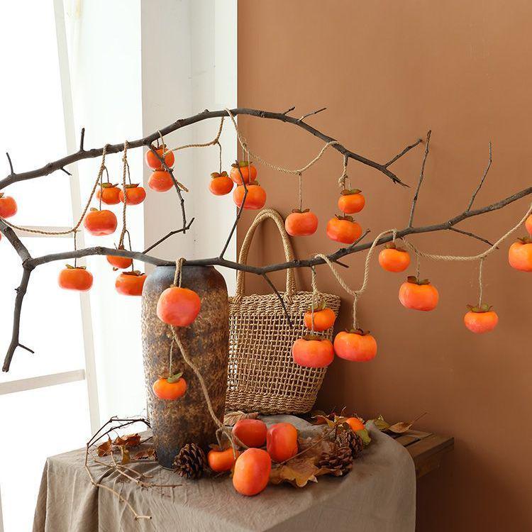 Frosted Persimmon String Wall Pendant for Autumn Decor – Perfect for Restaurants & Farmhouses