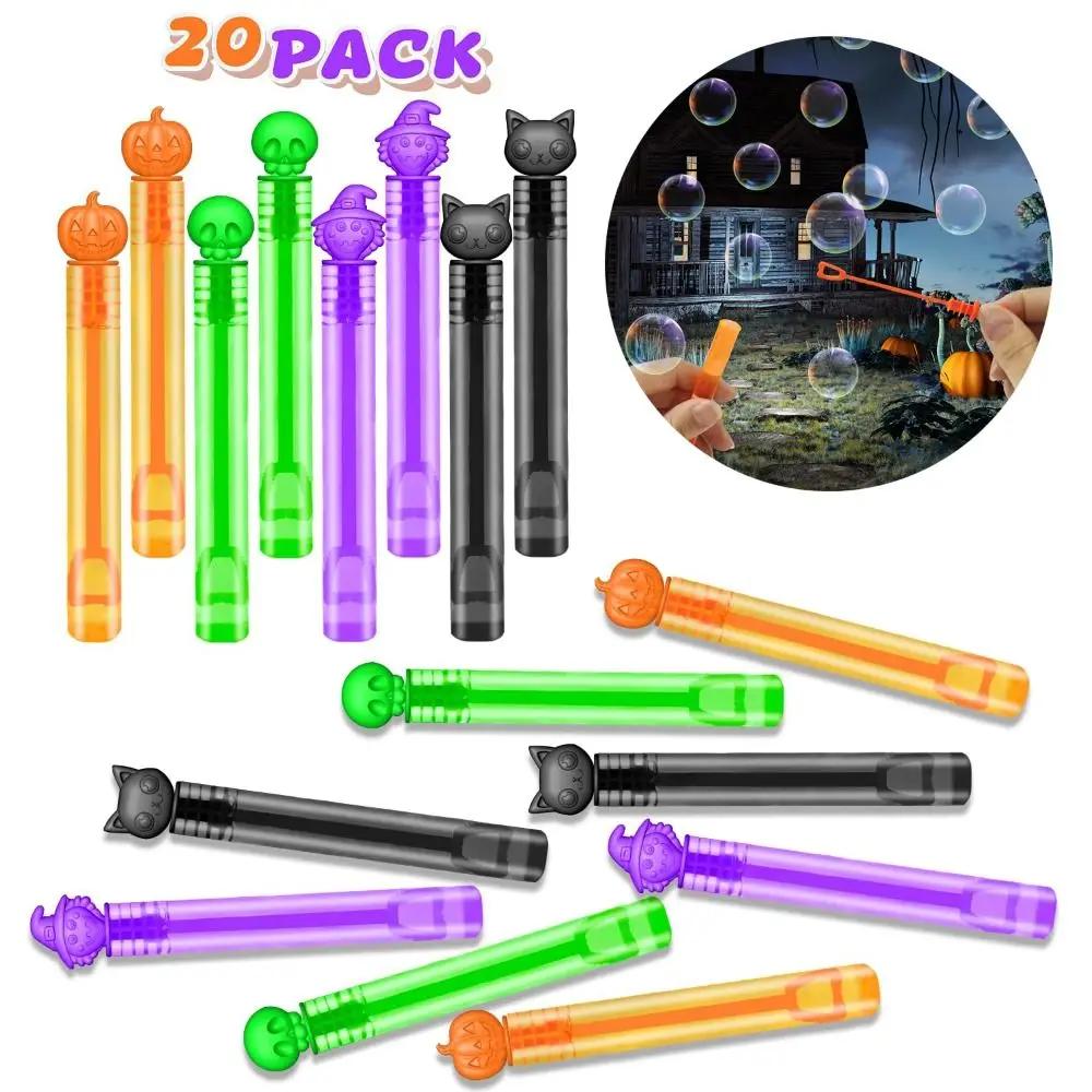 20 PCS Halloween Treats Plastic Mini Bubble Wands Refillable Empty Soap Bottle Prizes Trinkets Goody Bag Stuffer Party