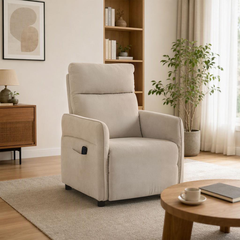 Recliner Armchair Push Back Recliner Chair, Beige