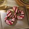 European Style Color-Blocked Circle Drop Earrings: Retro High-End Metal Design