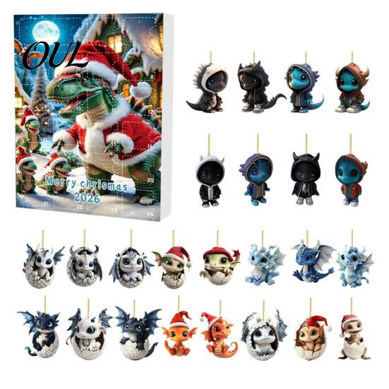Acrylic Dragon Hanging Ornaments Advent Calendars 2026, 24 Days Christmas Countdown Calendar with To Ornaments, Collectible Pendants for Kids, Adults