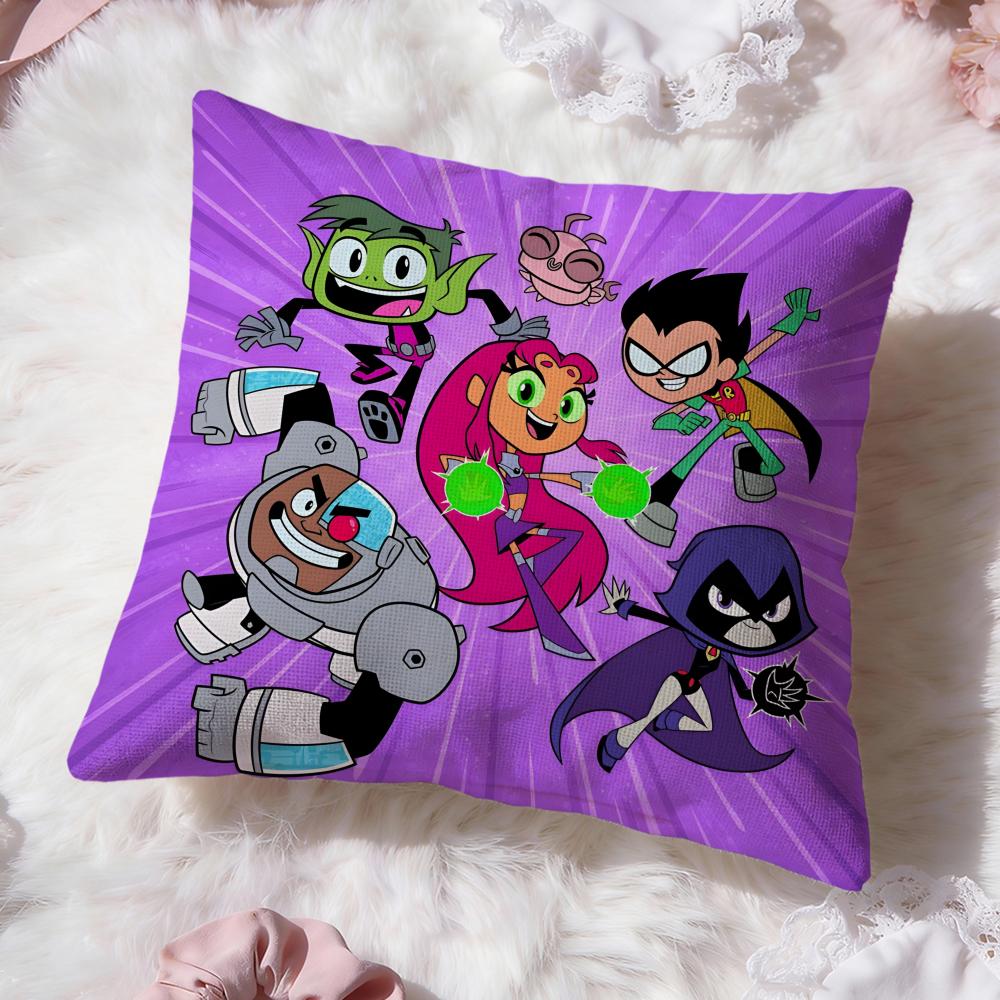 anime Teen Titans Go Cushion Cover Premium Comfort Reversible Pillow Cove -Two in One Design for Any Room & Car Interior