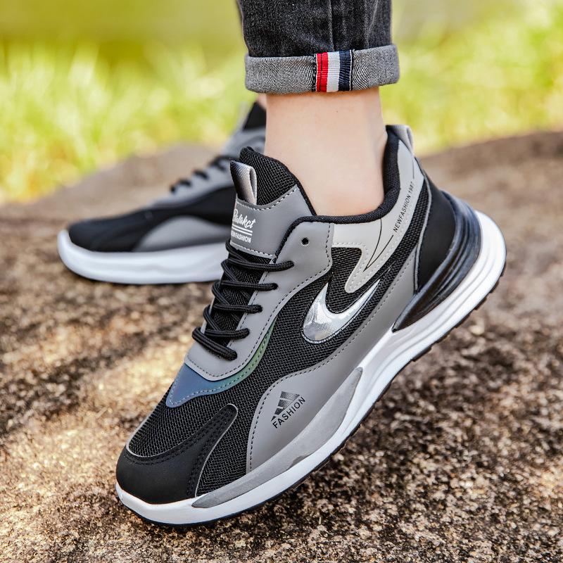 

Spring new mesh breathable running shoes student outdoor trend platform comfortable men s shoes sports shoes 39 черный серый