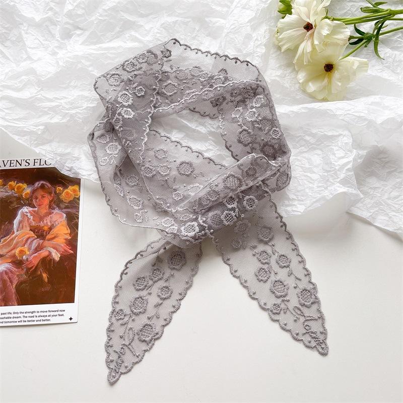 Korean Version Ins Pure Desire Lace Long Scarf Women's Spring Summer Hot Girl Layering French Accessories Hair Tie Headband