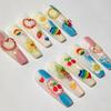 Summer Dopamine 3D Jelly Glue Nail Art Stickers, Cartoon Patterns with Heart, Cherry, Sunflower, Plastic Self-Adhesive for DIY Manicure