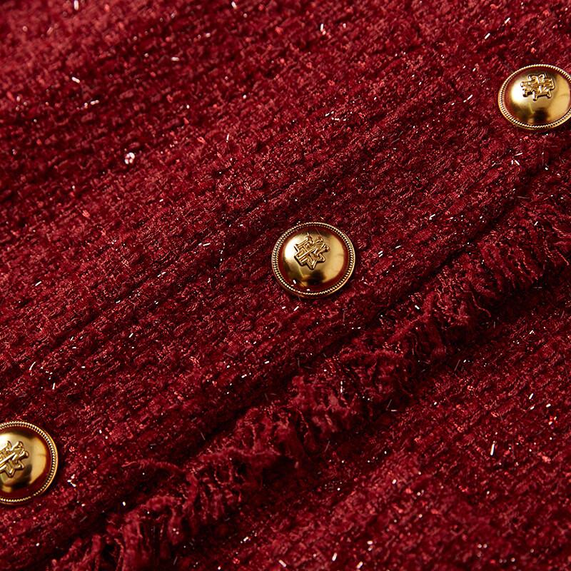 Xiangying Women's Red Wool Blend Short Jacket