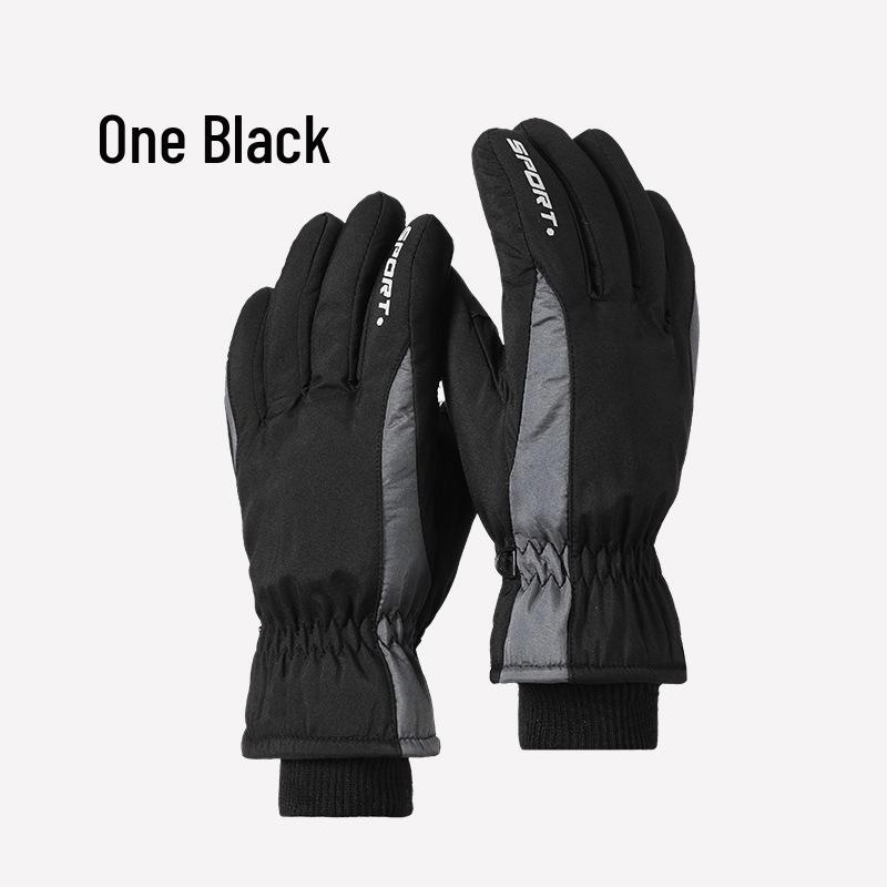 

Мужские зимние водонепроницаемые сенсорные лыжные и велосипедные перчатки - на флисовой подкладке, нескользящие One Size чёрный