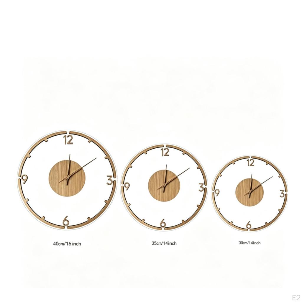 Wooden Wall Clock NonTicking Minimalist Silent for Homeowners, Decorators, Living Room,