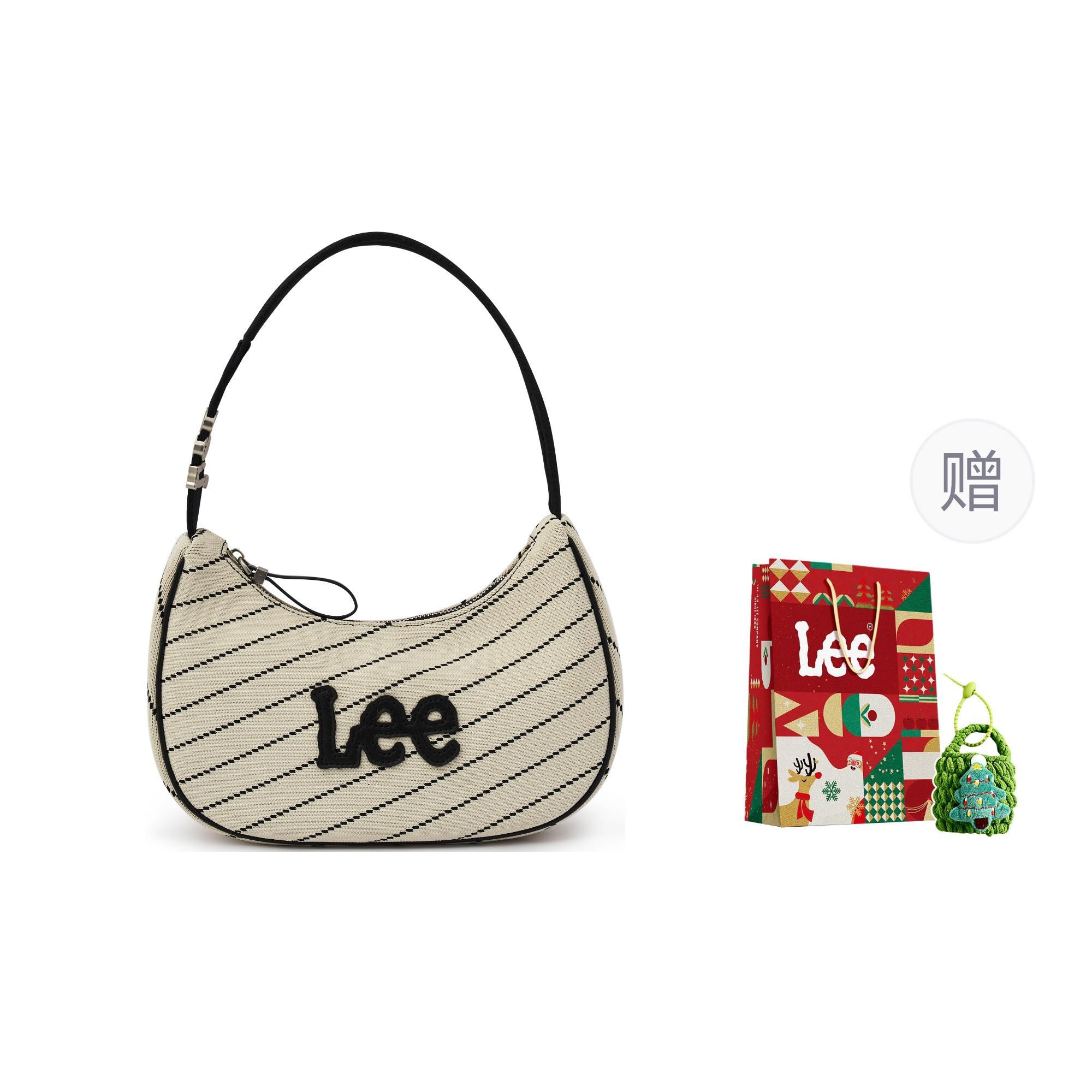 

New Lee Fabric+Artificial Leather Crescent Bag, Underarm Shoulder Bag Women s Ecru LE240073M-903 27.9*7.1*20.6CM