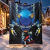 Sonic Pattern Blanket for Home Decoration, Bed, Sofa, Car Travel, Camping, Suitable for All Seasons, Birthday Christmas Gift