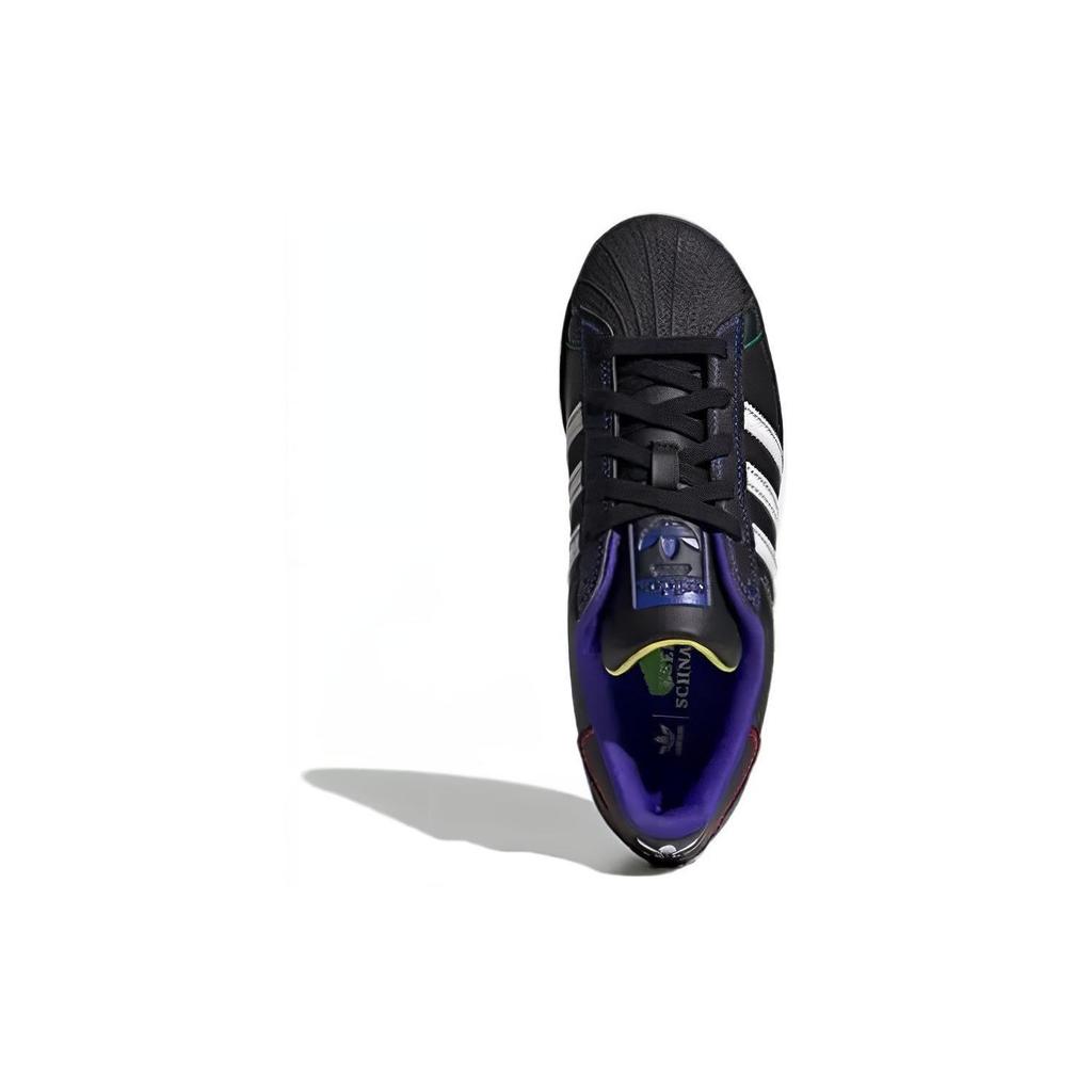 Adidas Kseniaschnaider X  Originals Superstar Core Black Night Flash Solar Green Round Toe Comfortable Low Top Sneakers Unisex Sneakers IE0365