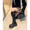 White Boots Women's Autumn and Winter Thick-soled But Knee Knight Boots Small Fat Mm Thick Legs Straps High Boots